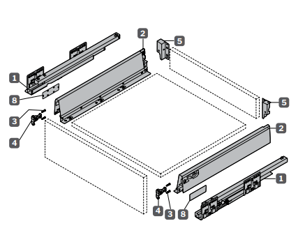 PAR LATERAL CAJON DOBLE PARED 83x500 EUROHARD (EHLD083B50)